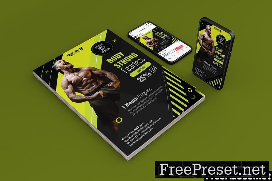 Gym Fitness Flyer Set