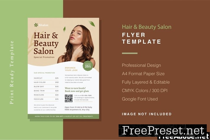 Hair & Beauty Salon Flyer Template FL9HH28