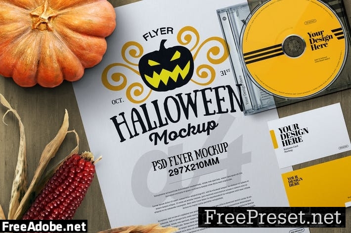 Halloween Autumn A4 Flyer Stationery Mockup P8CW2HX