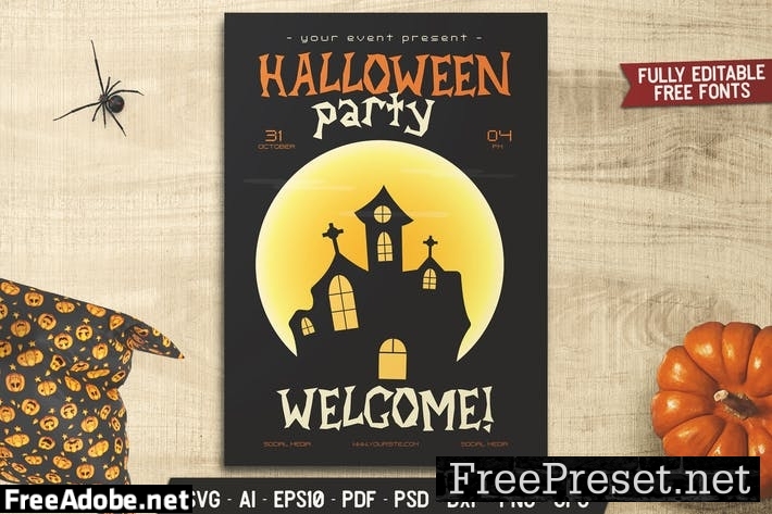 Halloween Castle Party Flyer VL4MV6B