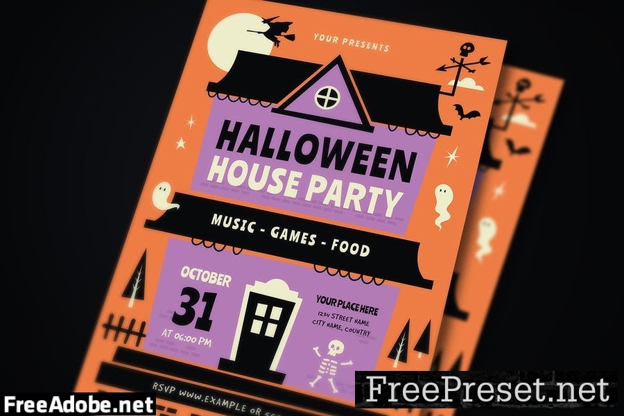 Halloween House Party Event Flyer Set