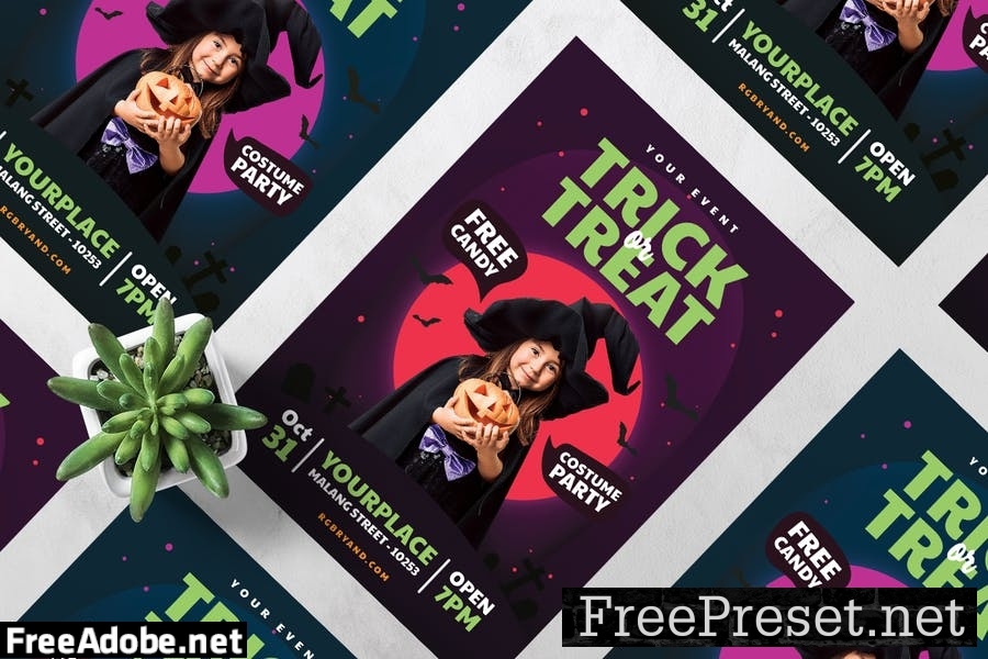 Halloween Kids Party Fllyer Template HZD47XB