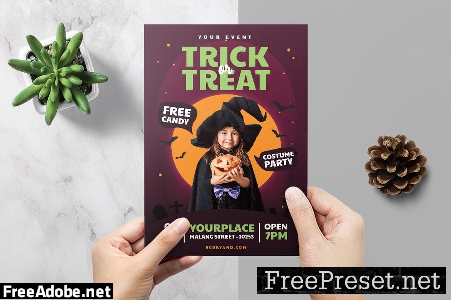 Halloween Kids Party Fllyer Template HZD47XB