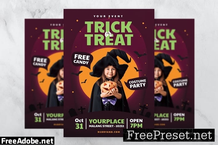 Halloween Kids Party Fllyer Template HZD47XB