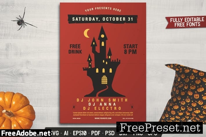 Halloween Music Party Flyer Template ZVQYJ47