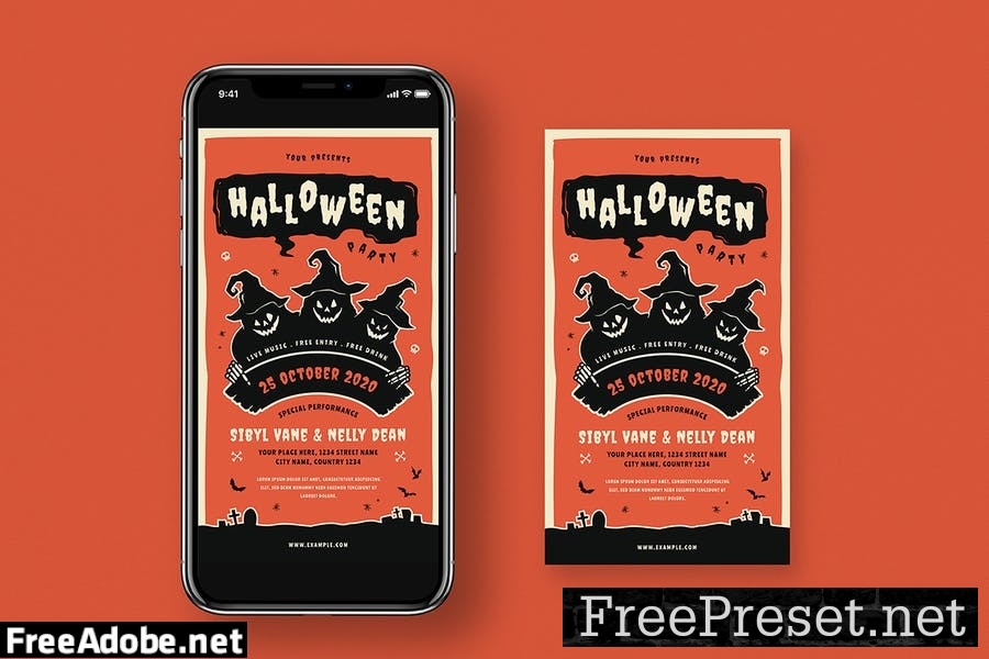 Halloween Party Flyer + Social Media SPHJ67B