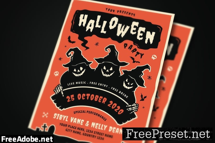 Halloween Party Flyer + Social Media SPHJ67B