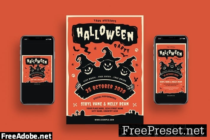 Halloween Party Flyer + Social Media SPHJ67B