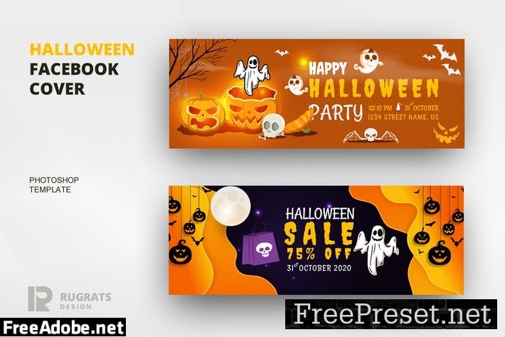 Halloween r1 Facebook Cover Template K7GRB5S