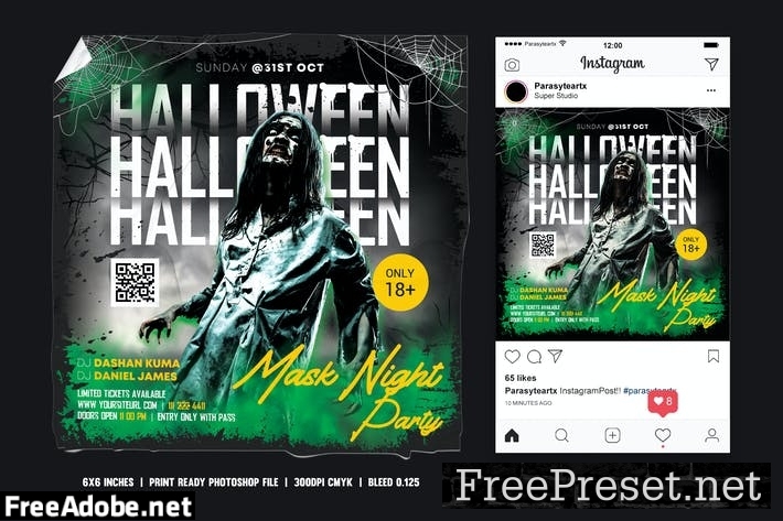 Halloween Square Flyer & Instagram Post 7T5S8KJ