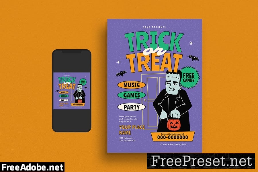 Halloween Trick or Treat Flyer Set