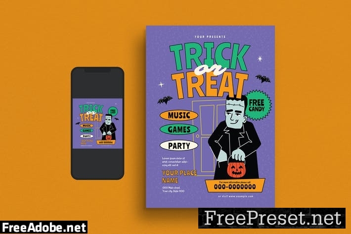 Halloween Trick or Treat Flyer Set BD9UDDN