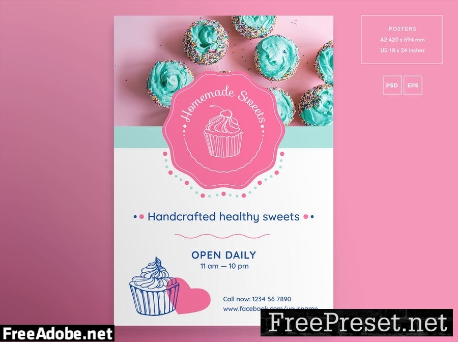 Handcrafted Sweets Flyer and Poster Template