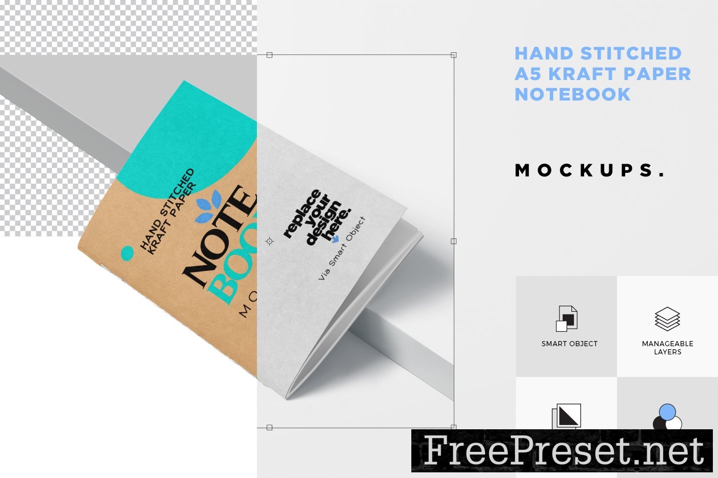 Handstitch A5 Kraft Notebook Mockups 10986954