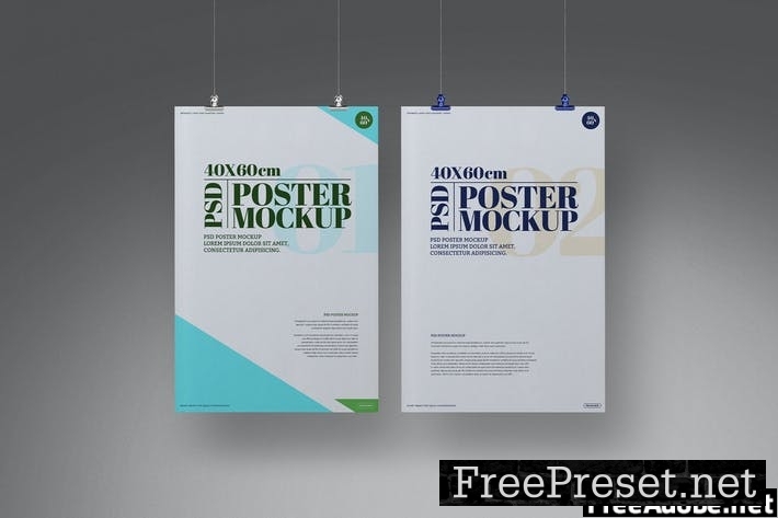 Hanging Posters 40x60 Mockup TVNT36S