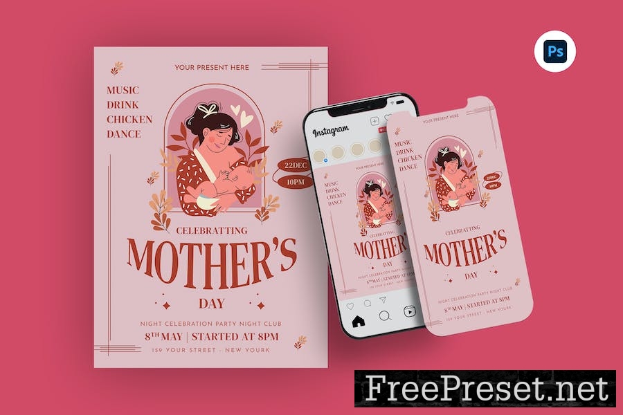 Happy Mothers Day Flyer Template 3HKSMMP