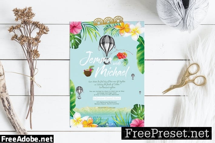 Hawaii Wedding Invitation Card 4J98ND