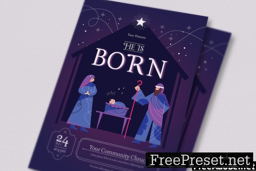 He Is Born Flyer Set