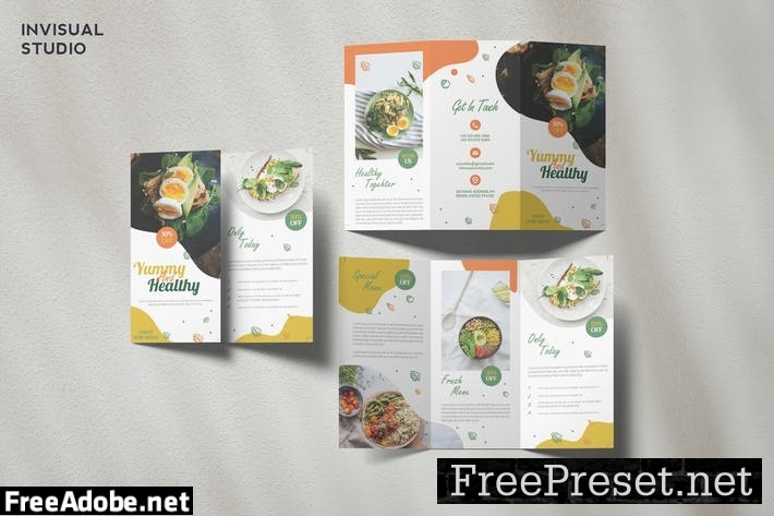 Healthy Food Trifold Brochure Template ZGXLYU9