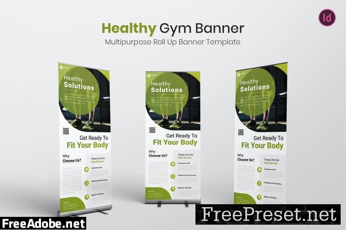 Healthy Gym Banner Roll Up Banner TNRP8DS