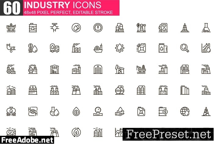 Heavy Industry Thin Line Icons Pack F24BDKF