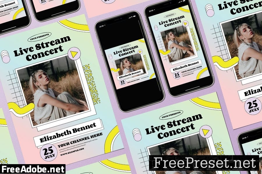 Holographic Live Stream Concert Flyer Set 7UY92DX