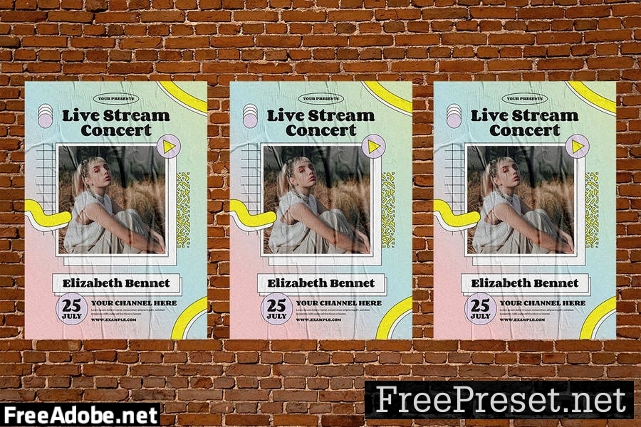 Holographic Live Stream Concert Flyer Set 7UY92DX