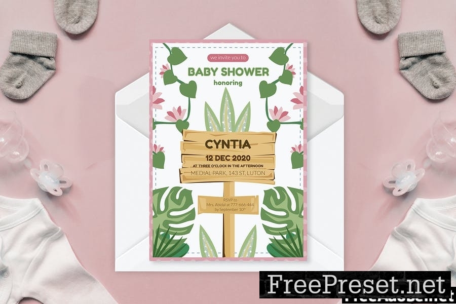 Home Decorative Plants - Baby Shower Invitation 8B86P4M