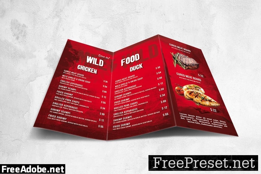 Hot Wings Vintage Food Menu Set