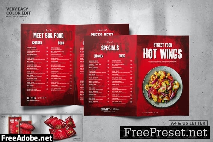 Hot Wings Vintage Food Menu Set KHDV67N