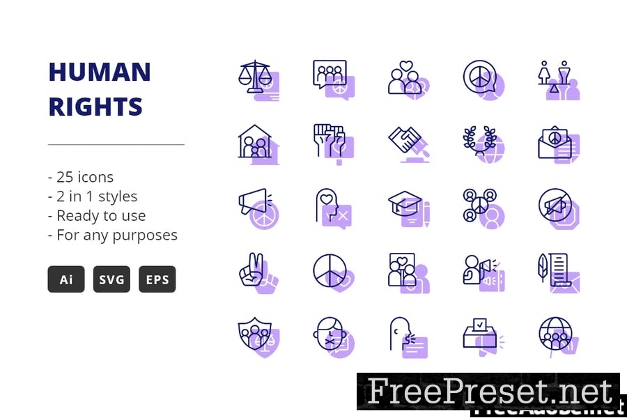 Human Rights Icons (Line and Solid) C3EEZ8H