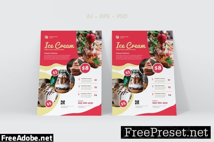 Ice Cream Shop Flyer Design WVHDPJ6