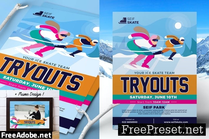 Ice Skating Tryouts Flyer 7G9MANR