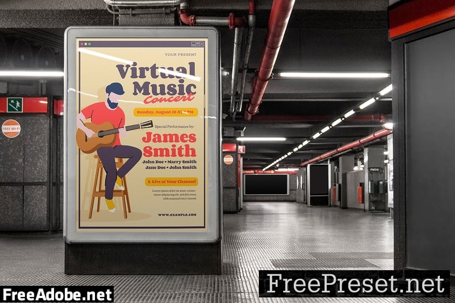 Illustration Virtual Concert - Flyer Template