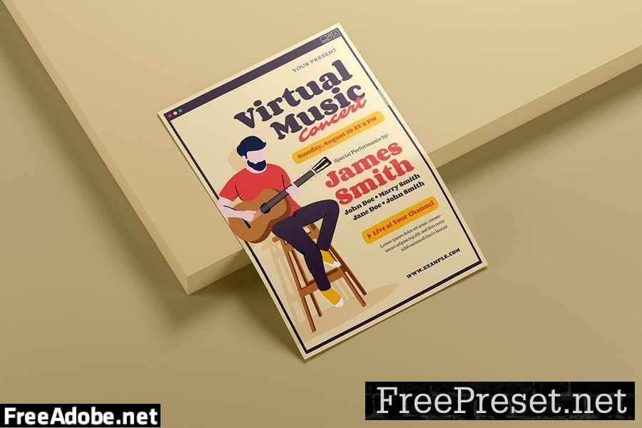 Illustration Virtual Concert - Flyer Template