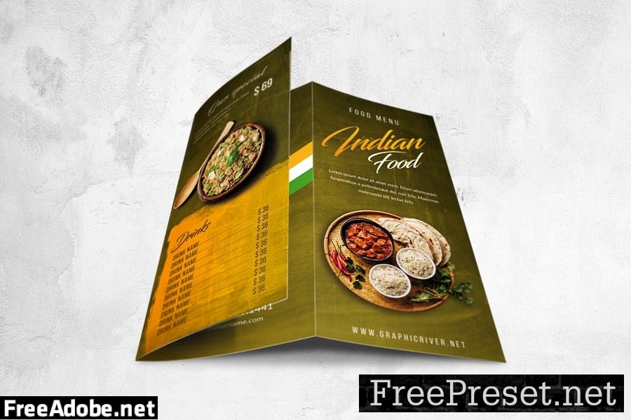 Indian Food Menu Design A4 & US Letter