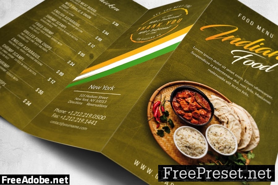 Indian Food Menu Design A4 & US Letter