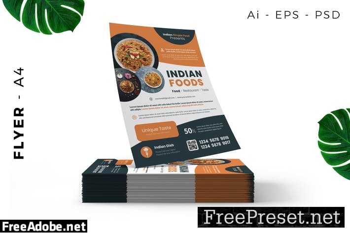 Indian Restaurant / Food Promotion Flyer Design 6AJ7ZWD