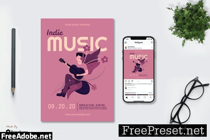 Indie Music - Flyer & Instagram Post GR J4JXLSZ