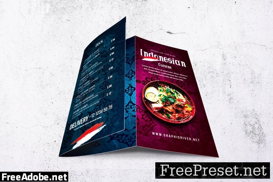 Indonesian Cuisine Trifold Menu HKTUVRL