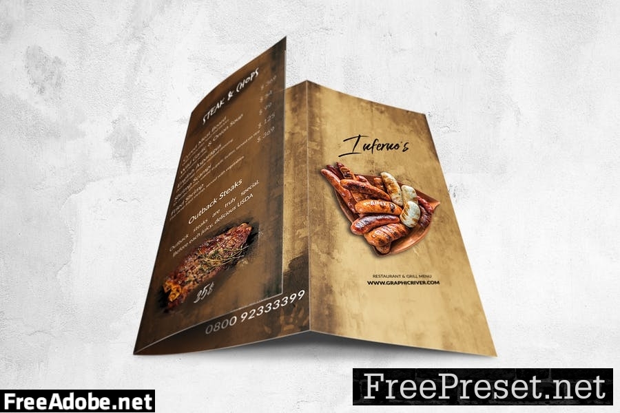 Inferno Food Menu Design A4 & US Letter