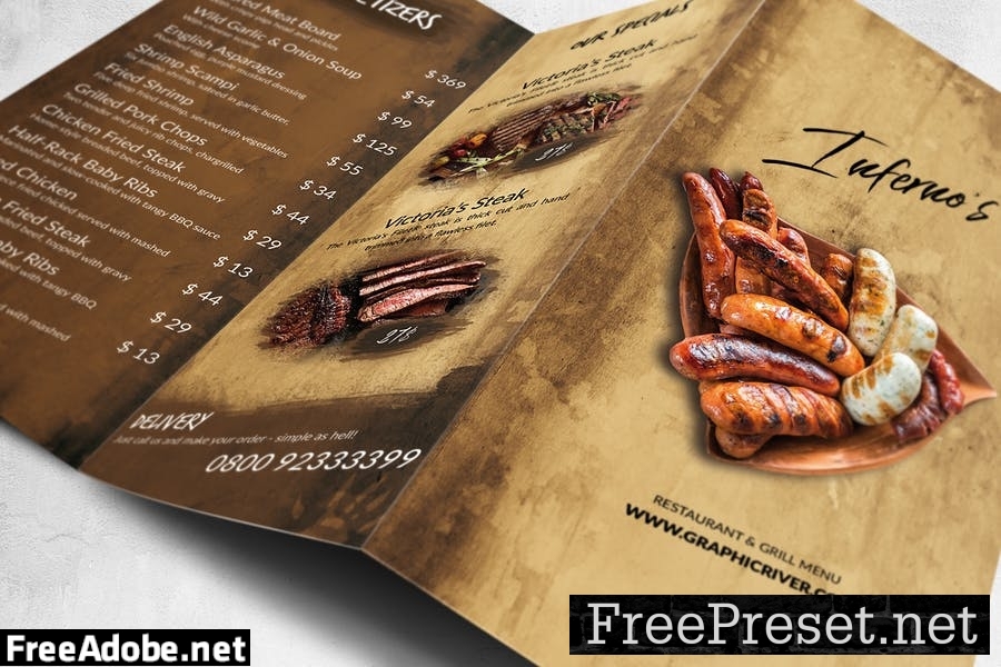 Inferno Food Menu Design A4 & US Letter