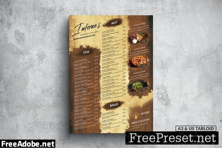 Inferno Vintage Poster Food Menu - A3 & US Tabloid EAN8QWG