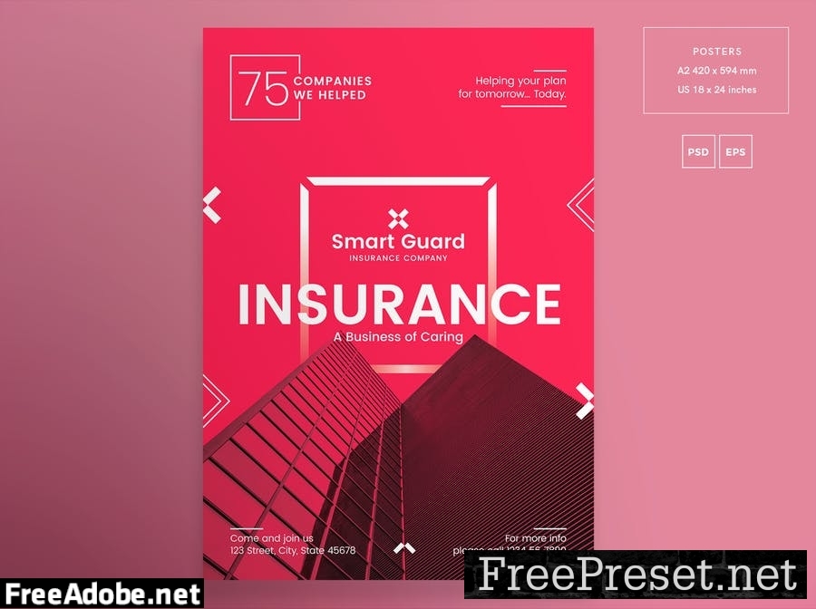 Insurance Company Flyer and Poster Template 8PV8LB