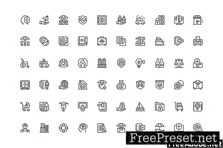 Insurance Unique Web Line Icons Pack 8PSBGBM