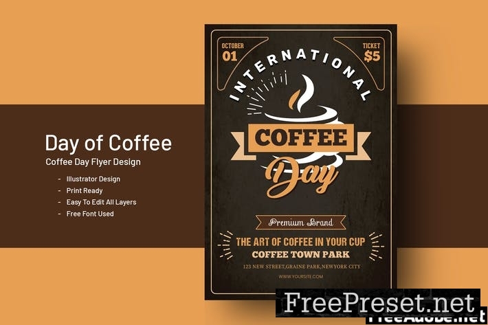 International Coffee Day Flyer Template Q2SV6B3