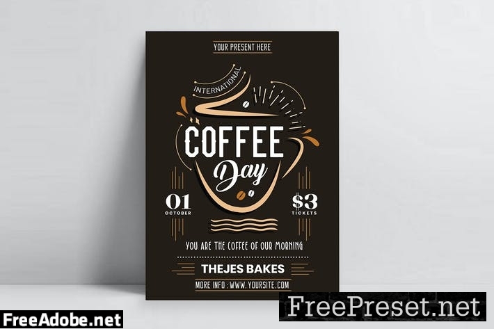 International Coffee Day Flyer Template CZL3CWK