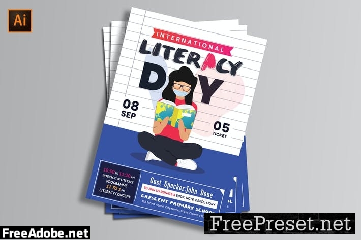 International Literacy Day Flyer Template UCVNSQV