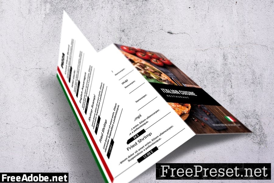 Italian Cuisine Elegant Trifold Menu 37GMJRJ