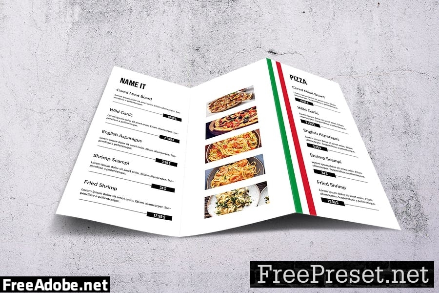 Italian Cuisine Elegant Trifold Menu 37GMJRJ